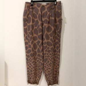 NWT Anthropologie Giraffe Print Jogger Pants Sz 14